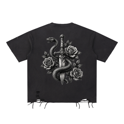Eternal Mark – Serpent & Dagger Heavyweight Oversized Tee (Vintage Black)