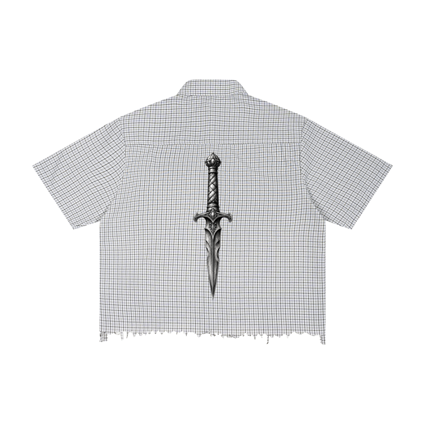 Unisex Distressed Plaid Boxy Shirt