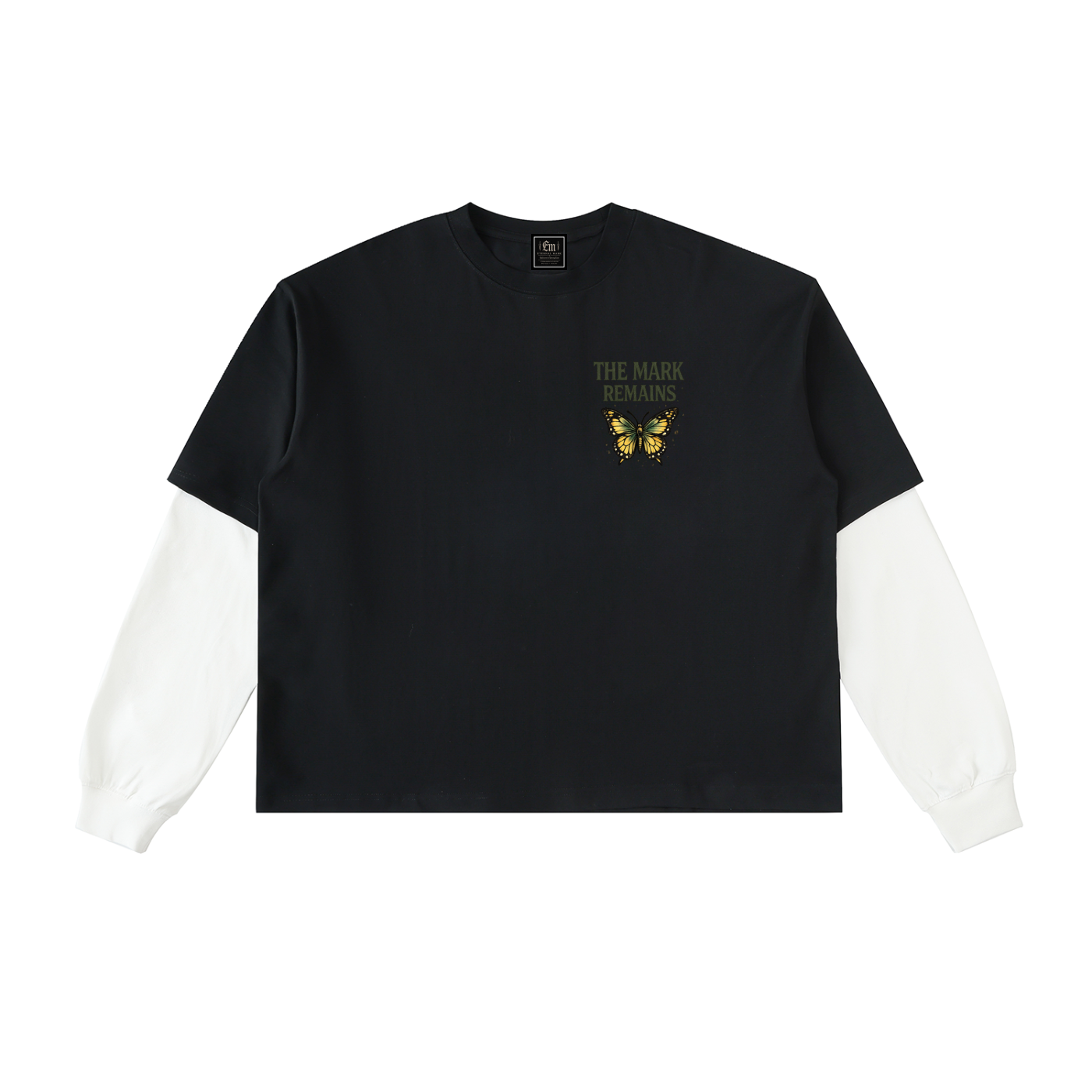 Layered Contrast Sleeve Cotton T-Shirt