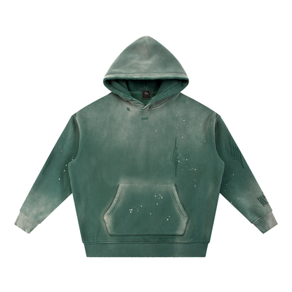 Vintage Washed Frayed Fleece Hoodie