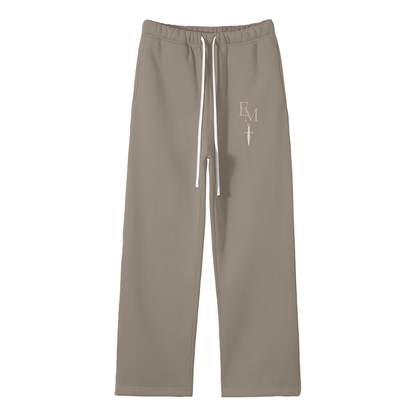 Unisex Solid Color Fleece Straight Leg Pants