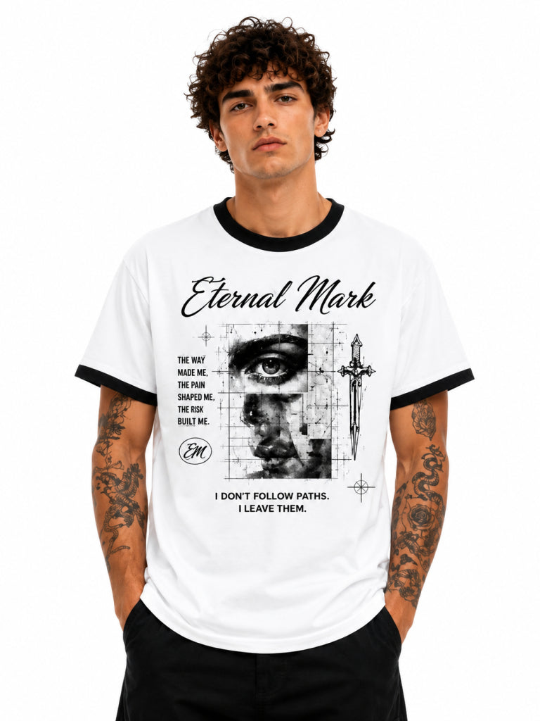 Contrast Edge Ribbed Crewneck T-Shirt