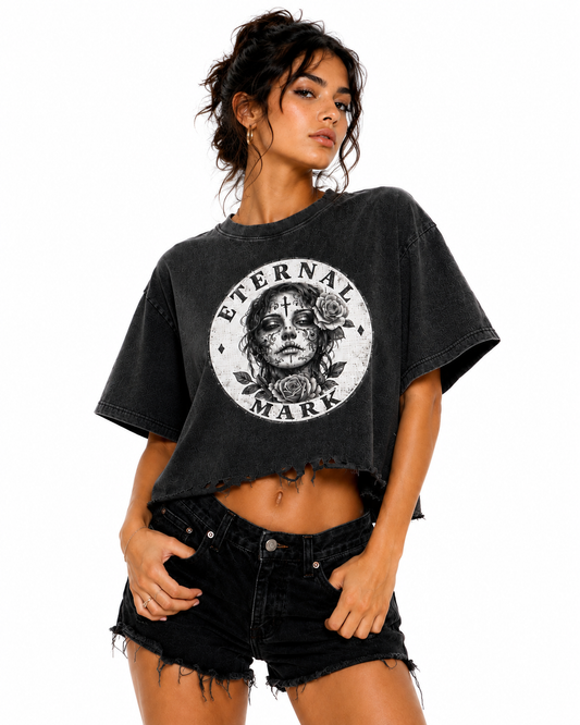 Vintage Wash Boxy Distressed Hem T-Shirt