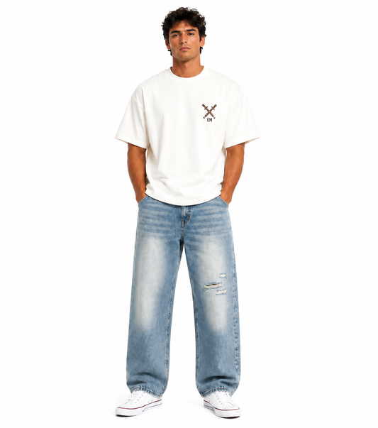 Vintage Wash Distressed Denim Jeans