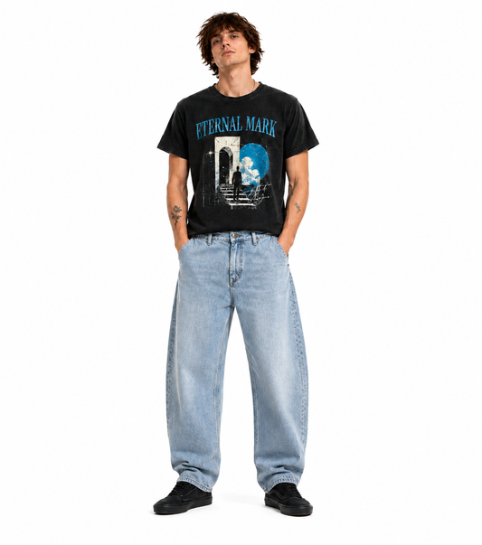 Unisex Vintage Wash Straight Leg Jeans