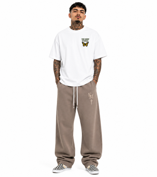 Unisex Solid Color Fleece Straight Leg Pants