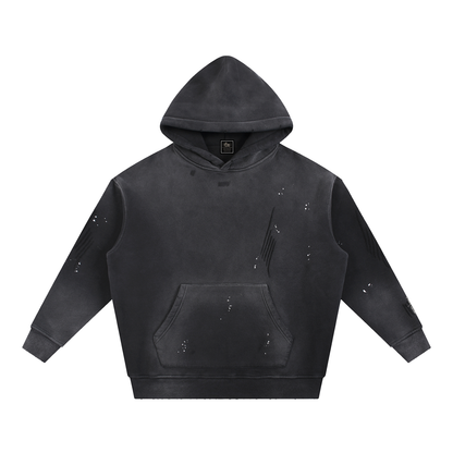 Vintage Washed Frayed Fleece Hoodie
