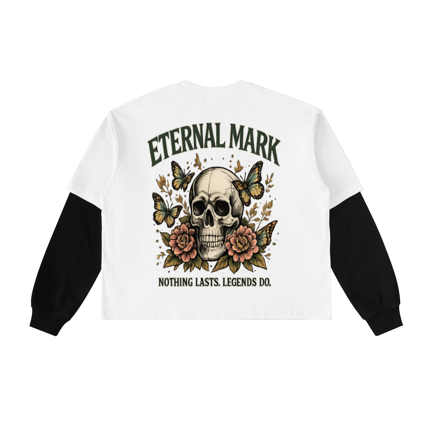Layered Contrast Sleeve Cotton T-Shirt