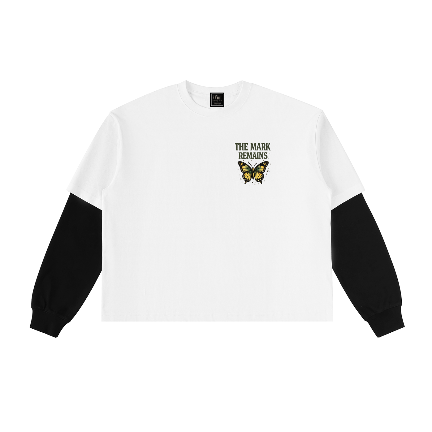Layered Contrast Sleeve Cotton T-Shirt