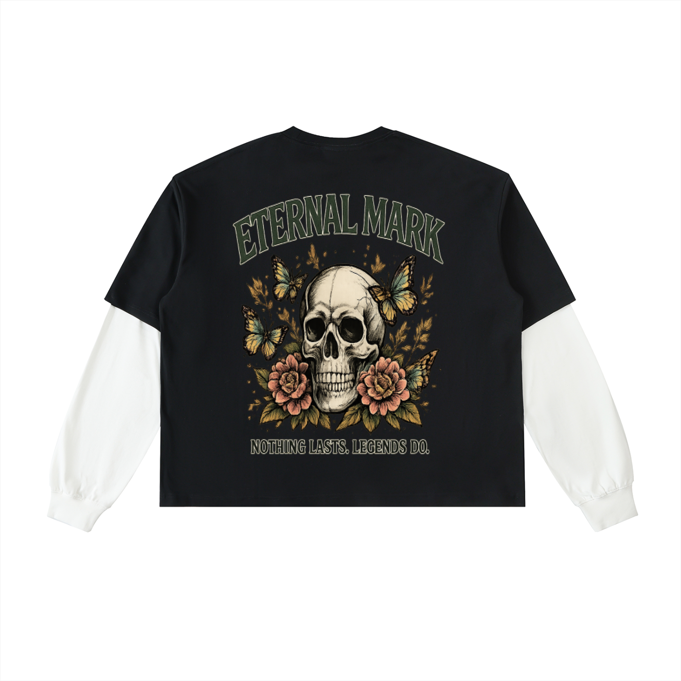 Layered Contrast Sleeve Cotton T-Shirt