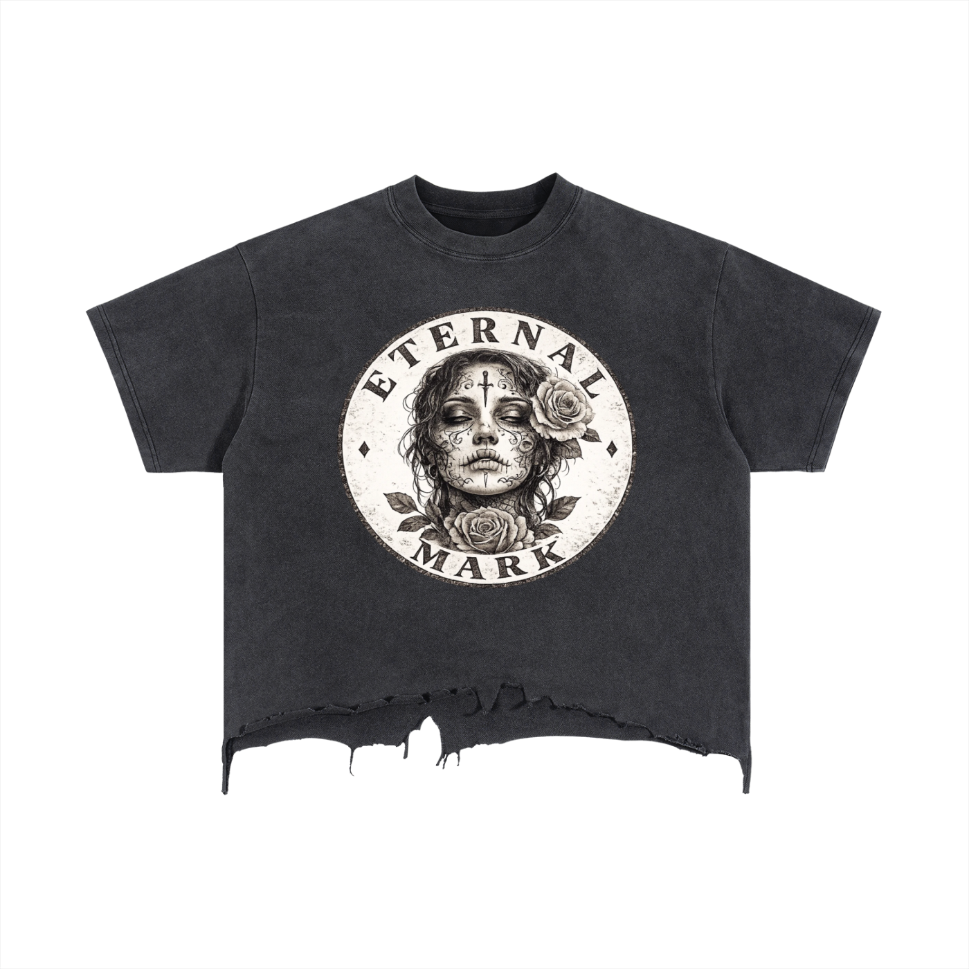 Vintage Wash Boxy Distressed Hem T-Shirt