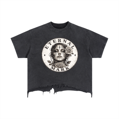 Vintage Wash Boxy Distressed Hem T-Shirt