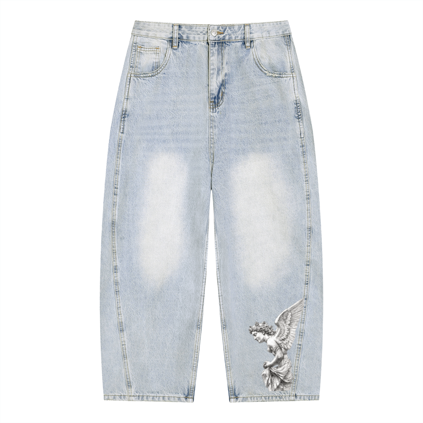 Men's Vintage Wash Sunfade Barrel Leg Jeans