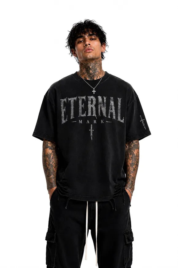 Eternal Mark – Serpent & Dagger Heavyweight Oversized Tee (Vintage Black)