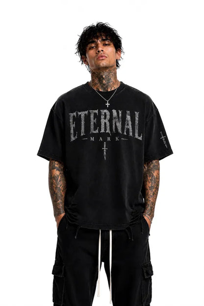 Eternal Mark – Serpent & Dagger Heavyweight Oversized Tee (Vintage Black)